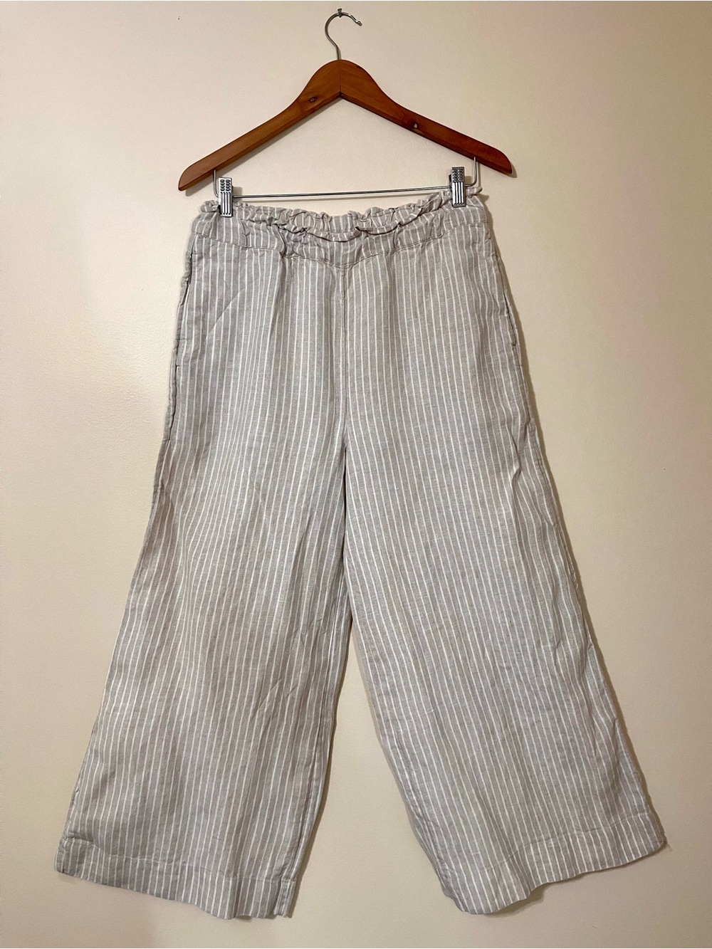 Chico’s Wide-Leg Striped Linen Blend Women’s Pants - Cream Size 4